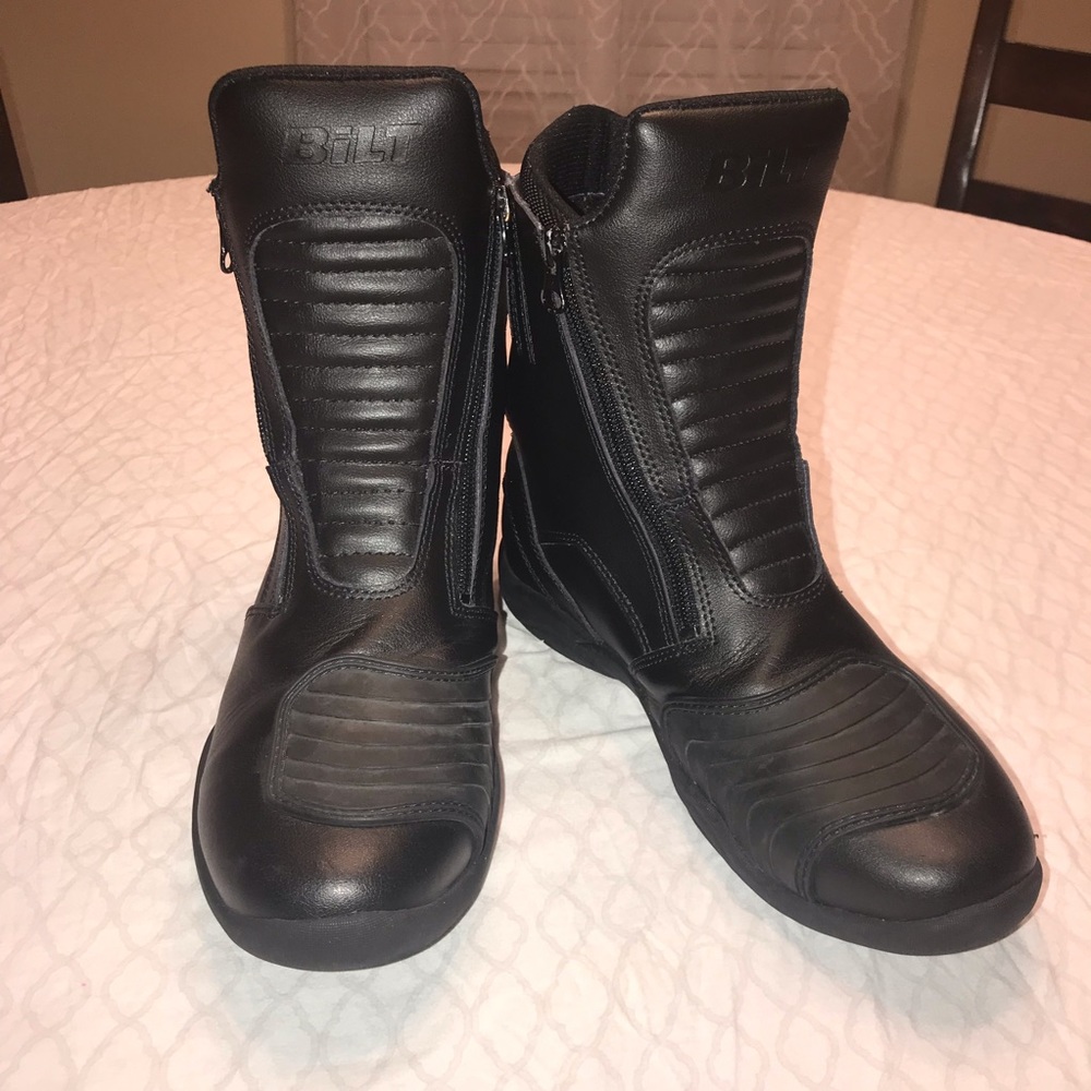 BiLT MOTORCYCLE RIDING BIKER DOUBLE ZIP BOOTS 9